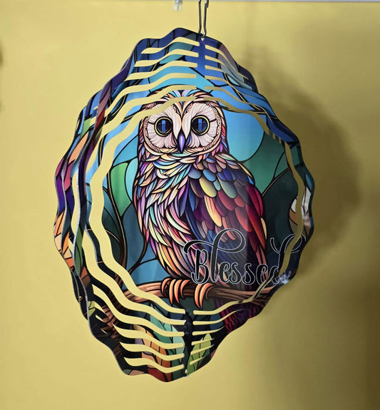 Blessed Red Cardinal Owl Wind Spinner - Sukmit Creation - Blessed Red Cardinal Owl Wind Spinner - #tag1#