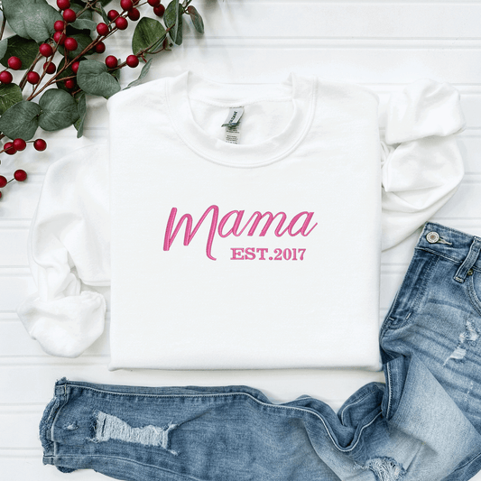 Embroidered Mama Sweatshirt - Cozy Comfort for Busy Moms - Perfect Mother's Day Gift - Sukmit Creation - Embroidered Mama Sweatshirt - Cozy Comfort for Busy Moms - Perfect Mother's Day Gift - #tag1#