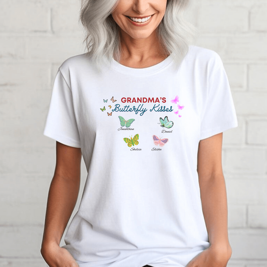 Grandma's Butterfly Kisses Personalized T-Shirt - Sukmit Creation - Grandma's Butterfly Kisses Personalized T-Shirt - #tag1#