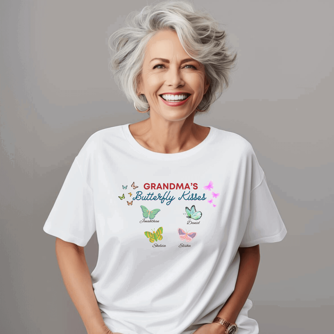 Grandma's Butterfly Kisses Personalized T-Shirt - Sukmit Creation - Grandma's Butterfly Kisses Personalized T-Shirt - #tag1#