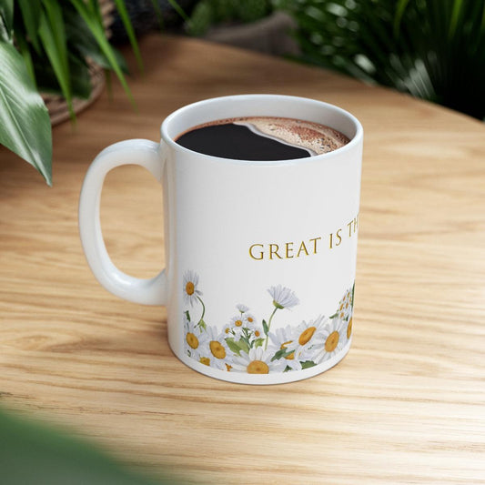 Great is Thy Faithfulness flower design 11oz ceramic Mug - Sukmit Creation - Great is Thy Faithfulness flower design 11oz ceramic Mug - #tag1#
