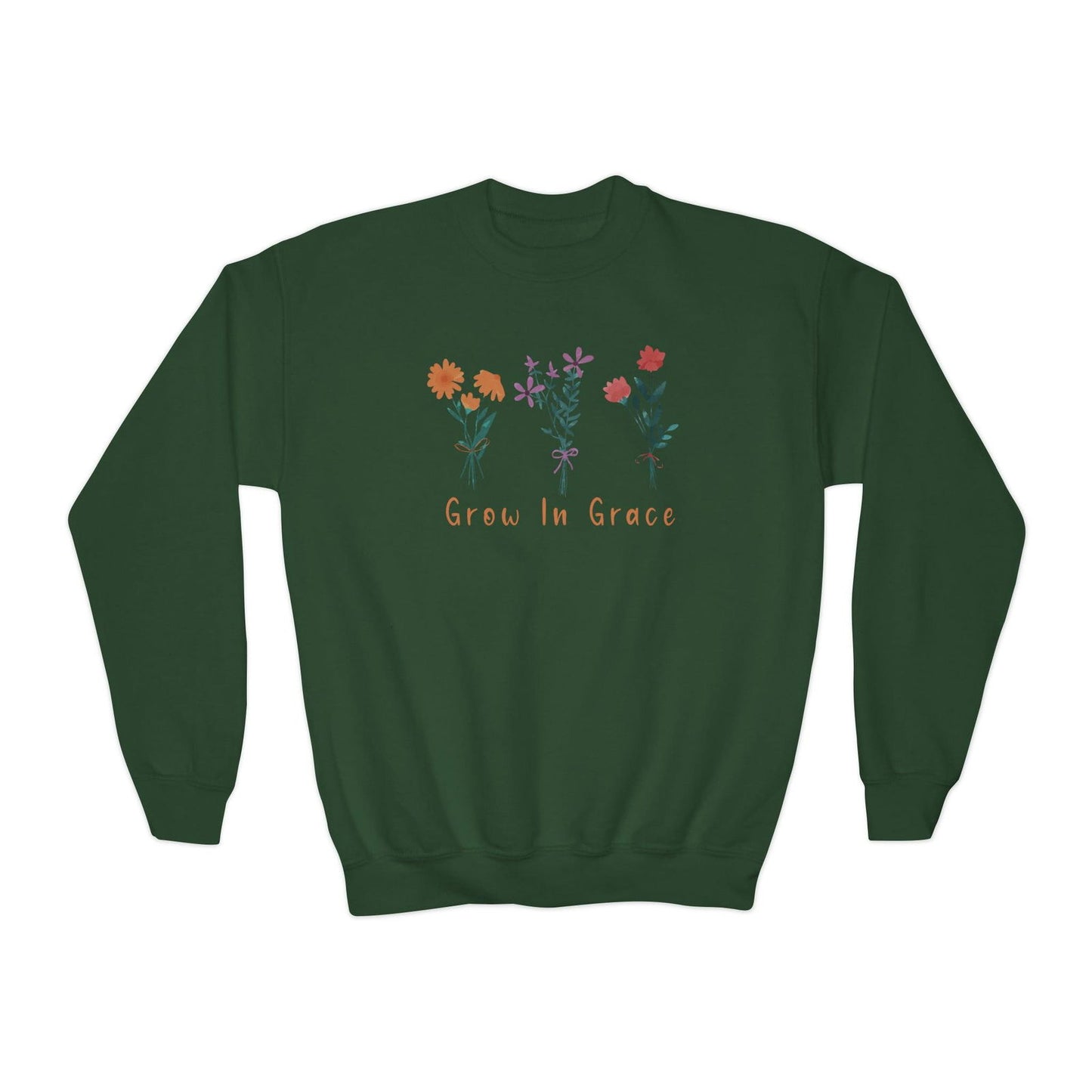 Grow in grace with flower design, Youth Crewneck Sweatshirt - Sukmit Creation - Grow in grace with flower design, Youth Crewneck Sweatshirt - #tag1#