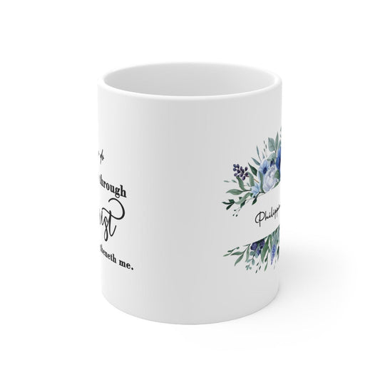 I can do all things through Christ, Floral, Spritual, Ceramic 11oz Mug, - Sukmit Creation - I can do all things through Christ, Floral, Spritual, Ceramic 11oz Mug, - #tag1#