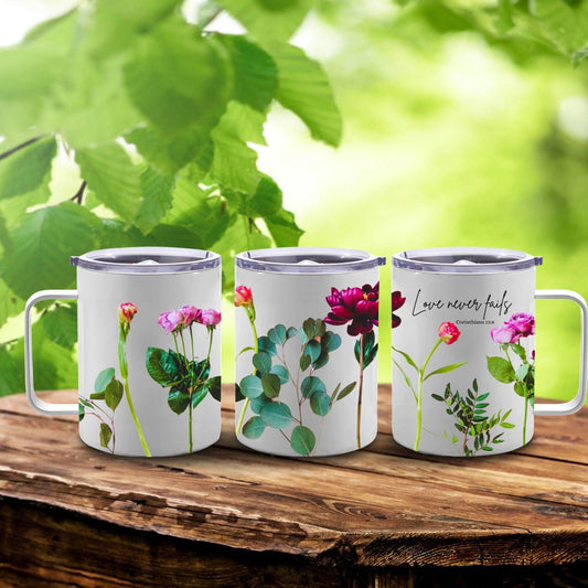 Love Never Fails 12oz stainless steel Mug - Sukmit Creation - Love Never Fails 12oz stainless steel Mug - #tag1#