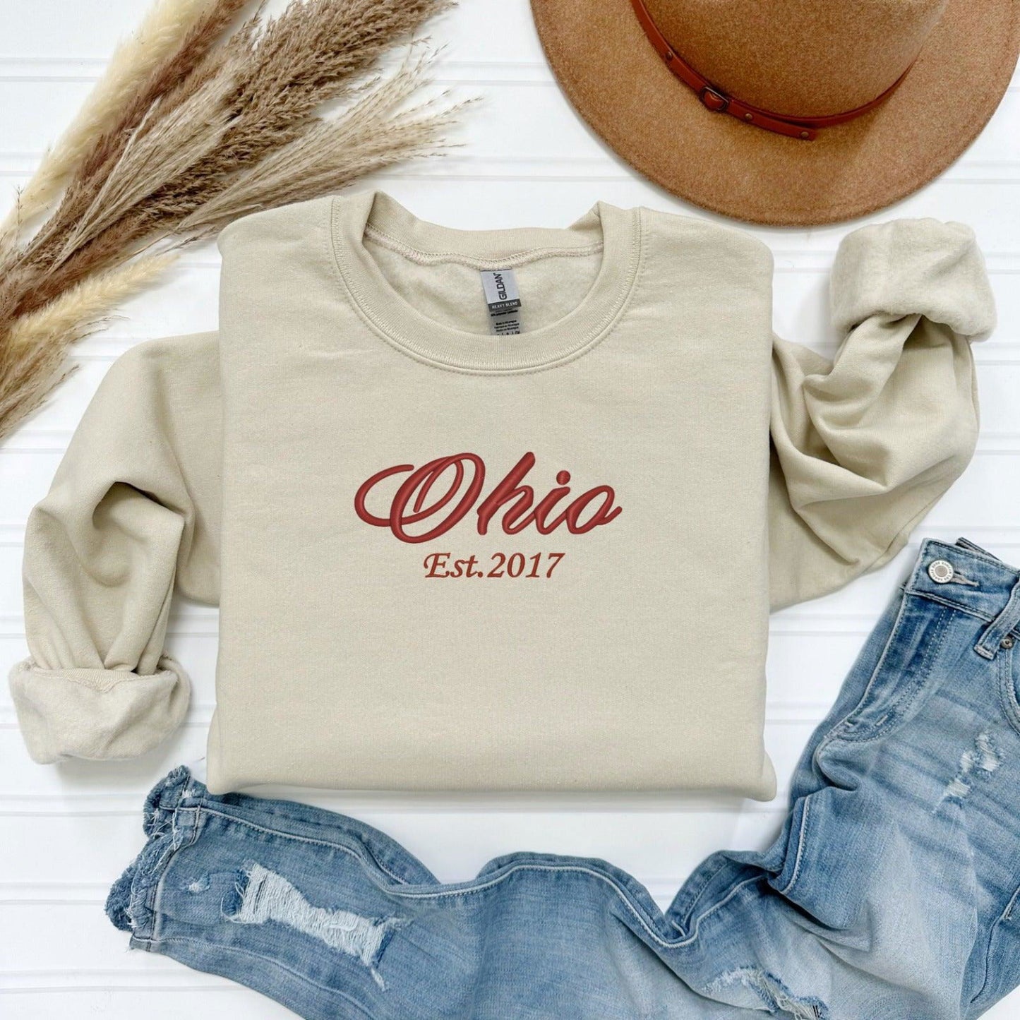 Ohio Roots Embroidered Sweatshirt - Personalized EST Year - Sukmit Creation - Ohio Roots Embroidered Sweatshirt - Personalized EST Year - #tag1#