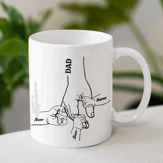 Personalized Father and Children Hand in Hand Mug - 11oz Ceramic - Sukmit Creation - Personalized Father and Children Hand in Hand Mug - 11oz Ceramic - #tag1#