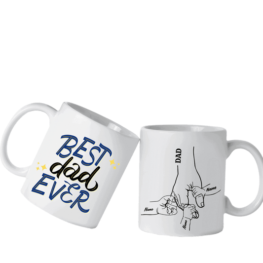 Personalized Father and Children Hand in Hand Mug - 11oz Ceramic - Sukmit Creation - Personalized Father and Children Hand in Hand Mug - 11oz Ceramic - #tag1#