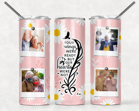 Wings of Remembrance: Personalized Memorial 20 oz Tumbler with 4 Photos - Sukmit Creation - Wings of Remembrance: Personalized Memorial 20 oz Tumbler with 4 Photos - #tag1#