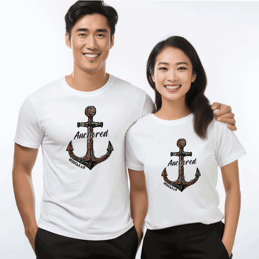 Anchored, with Crew Neck Unisex Tee - Sukmit Creation - Anchored, with Crew Neck Unisex Tee - #tag1#