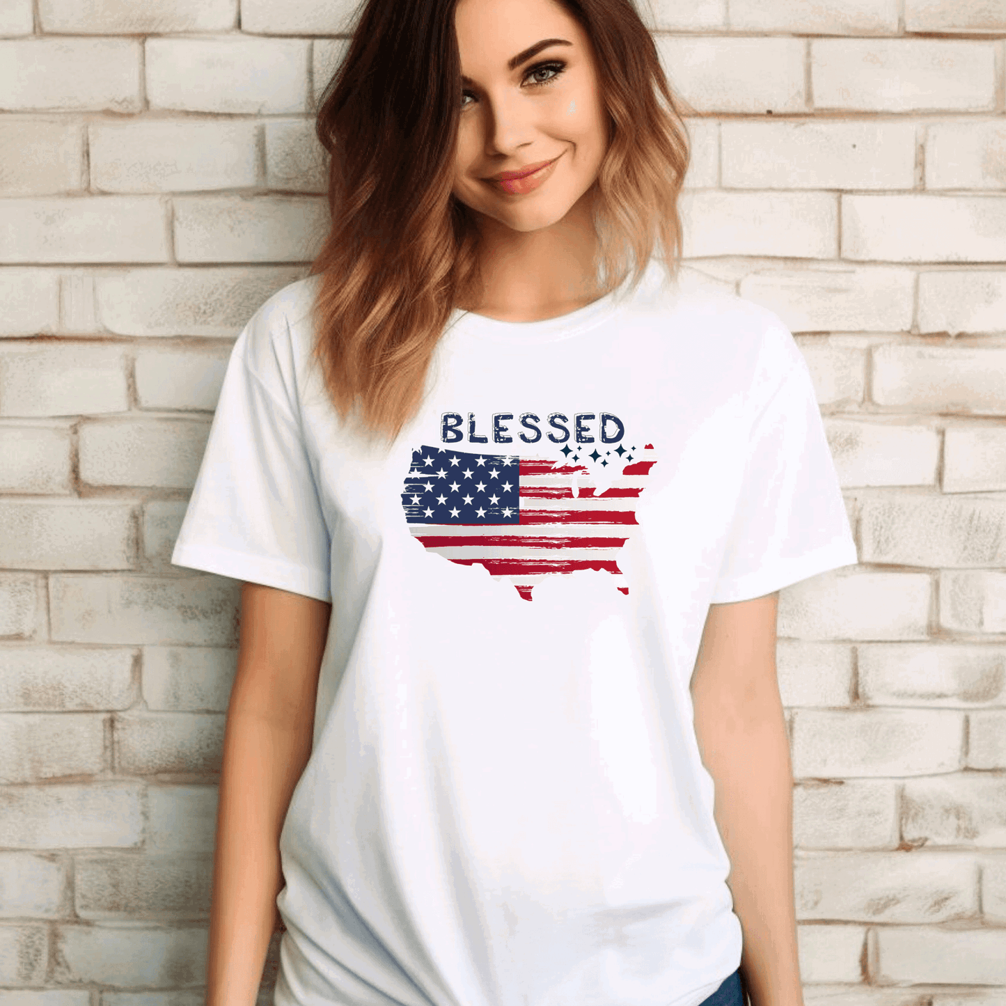 Blessed 4th July American Map T-Shirt - Sukmit Creation - Blessed 4th July American Map T-Shirt - #tag1#
