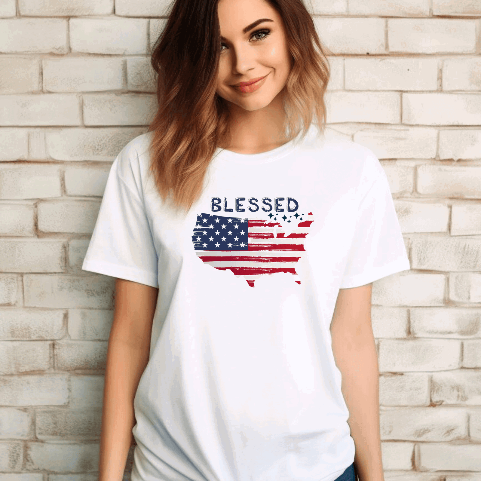 Blessed 4th July American Map T-Shirt - Sukmit Creation - Blessed 4th July American Map T-Shirt - #tag1#