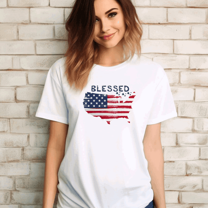 Blessed 4th July American Map T-Shirt - Sukmit Creation - Blessed 4th July American Map T-Shirt - #tag1#