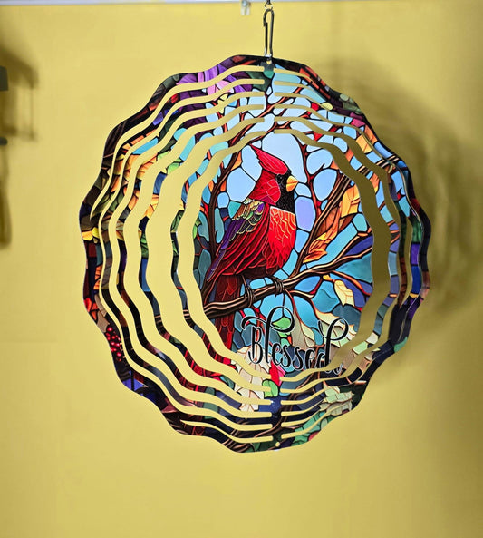 Blessed Red Cardinal Owl Wind Spinner - Sukmit Creation - Blessed Red Cardinal Owl Wind Spinner - #tag1#