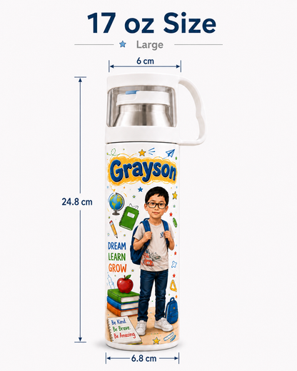 Personalized Back to School Tumbler | Custom Name & Photo Bottle