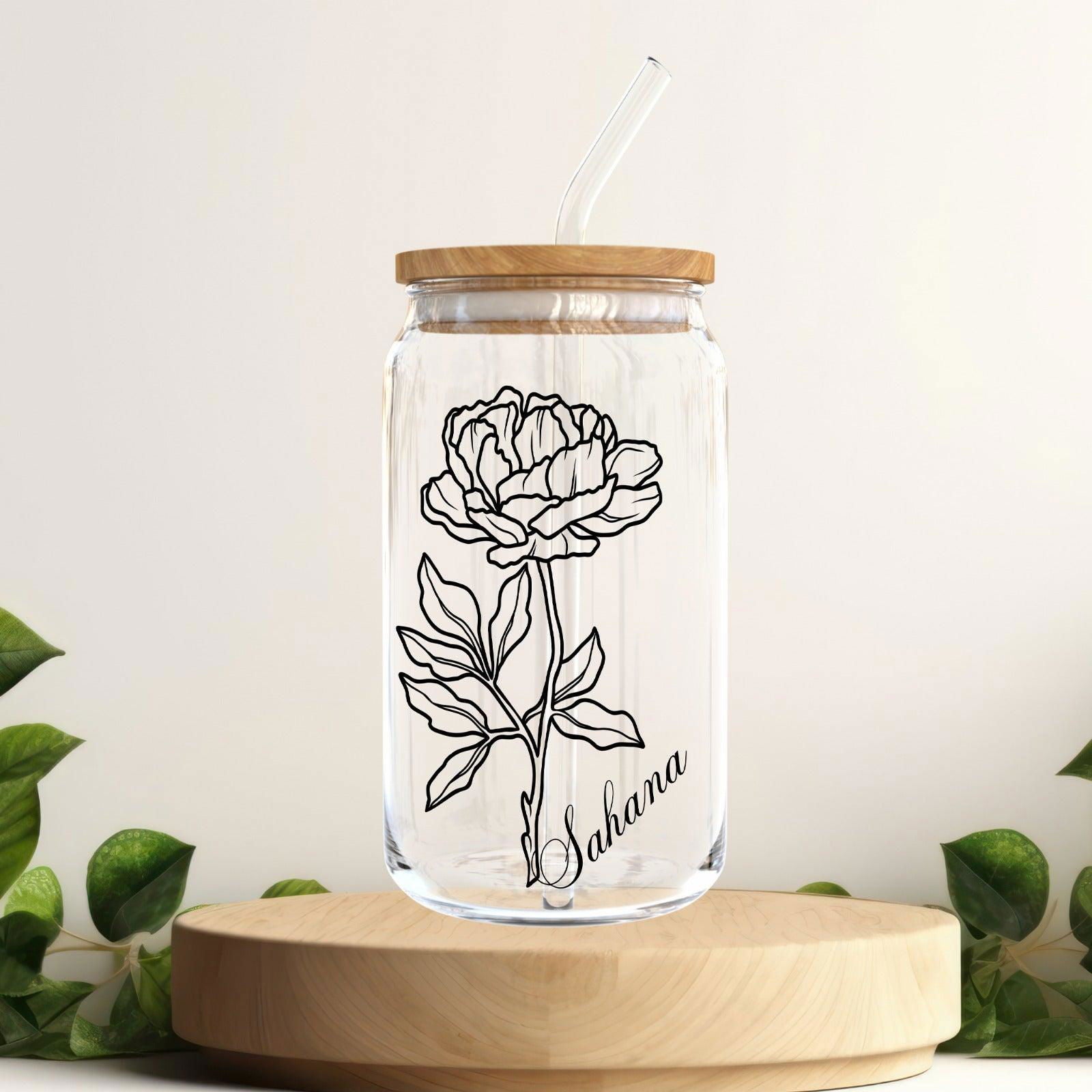Custom Drink Can Glass with bamboo Lid and Straw - Perfect Gift for Bridesmaids - 16oz Glass Cup - Thoughtful Present for Her - Sukmit Creation - Custom Drink Can Glass with bamboo Lid and Straw - Perfect Gift for Bridesmaids - 16oz Glass Cup - Thoughtful Present for Her - #tag1#