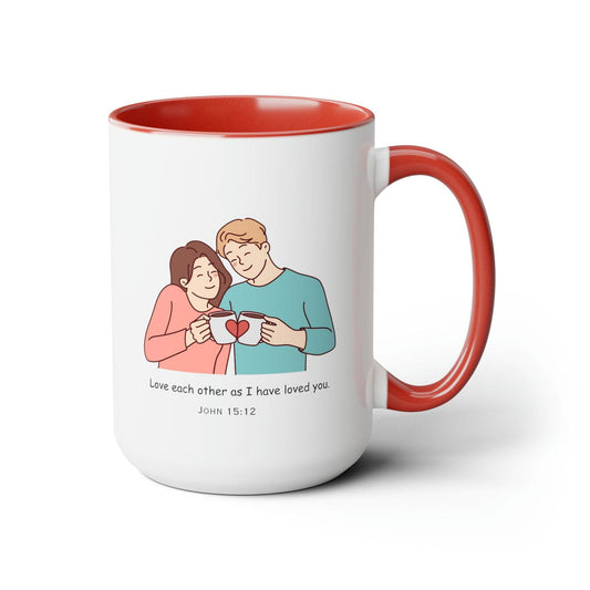 Give thanks and love each other 2 tone 15 oz mug - Sukmit Creation - Give thanks and love each other 2 tone 15 oz mug - #tag1#