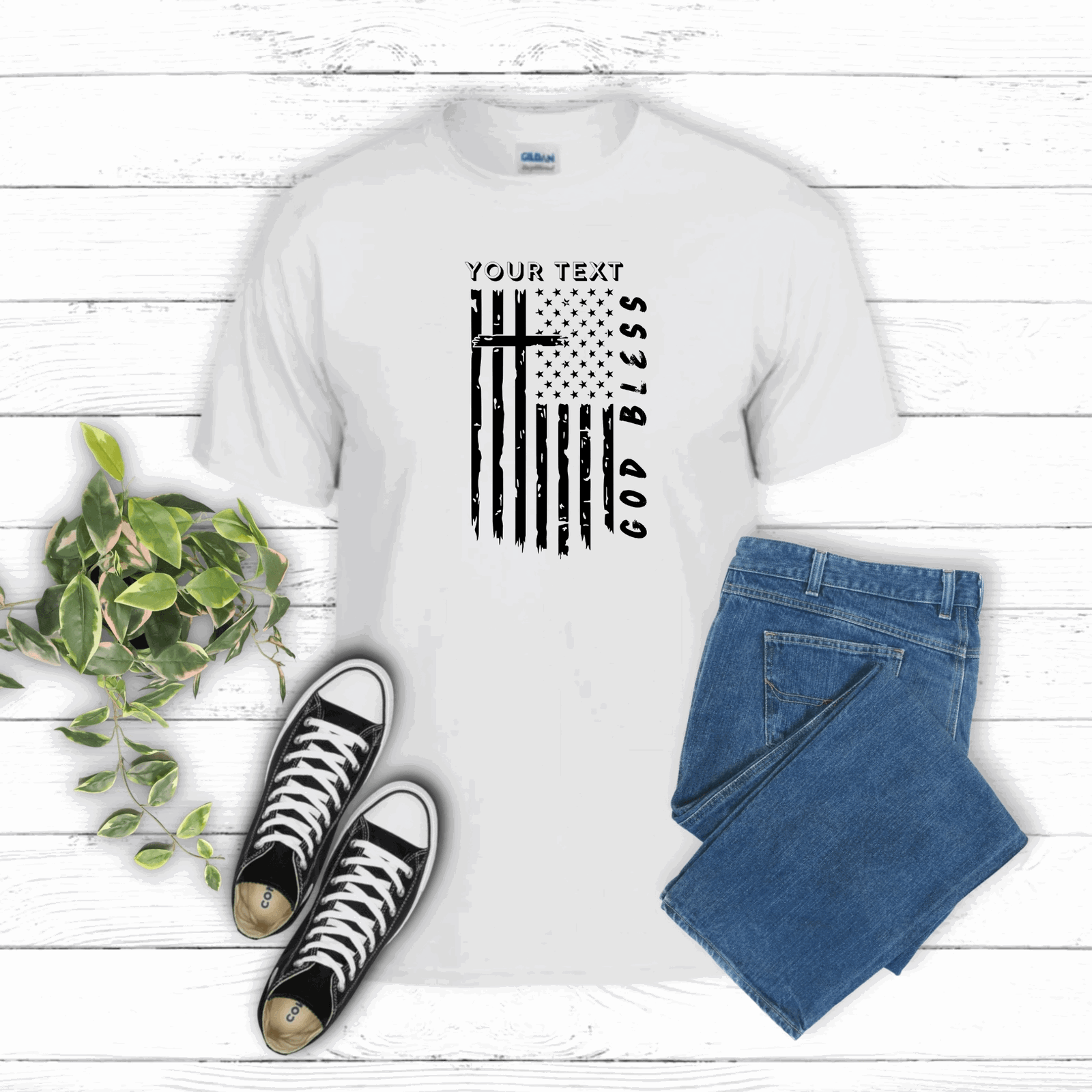 God Bless USA Flag T-Shirt with cross - Sukmit Creation - God Bless USA Flag T-Shirt with cross - #tag1#