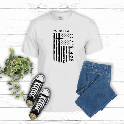 God Bless USA Flag T-Shirt with cross - Sukmit Creation - God Bless USA Flag T-Shirt with cross - #tag1#