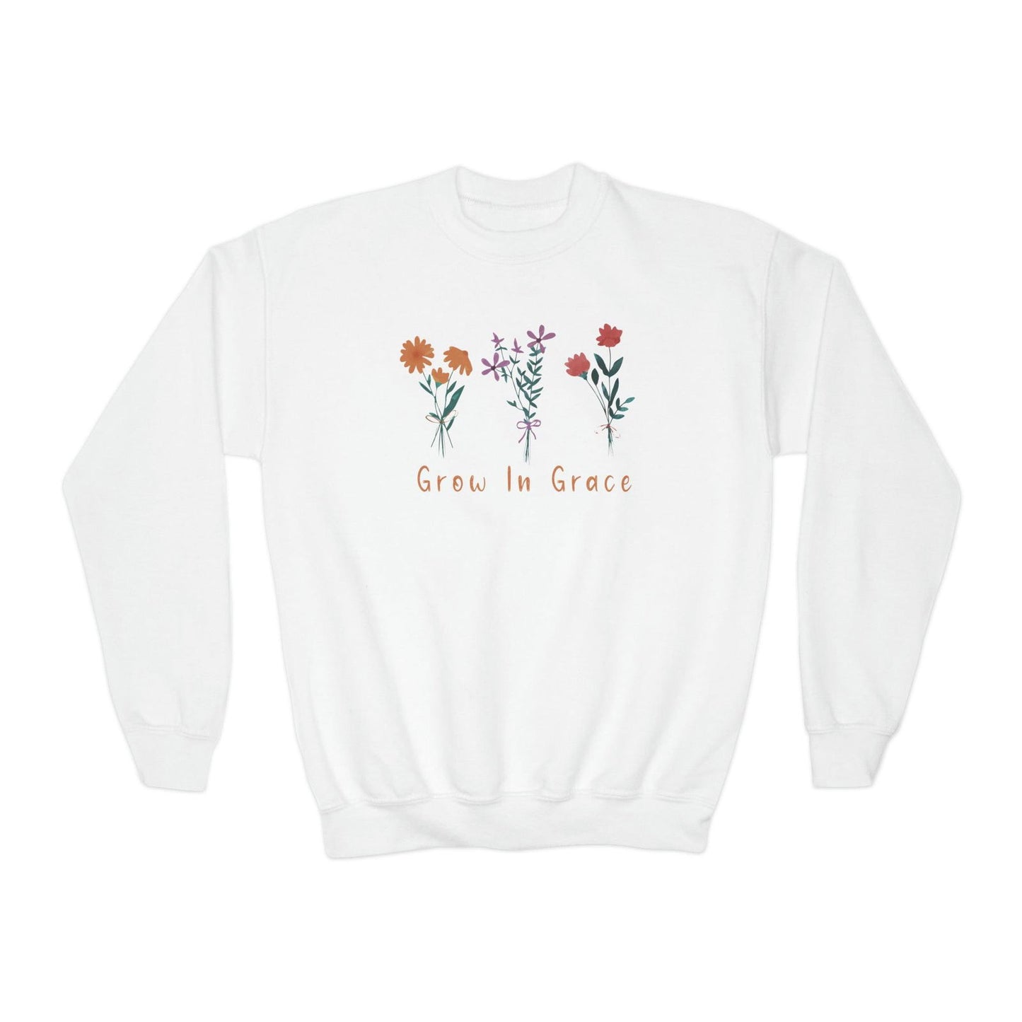 Grow in grace with flower design, Youth Crewneck Sweatshirt - Sukmit Creation - Grow in grace with flower design, Youth Crewneck Sweatshirt - #tag1#
