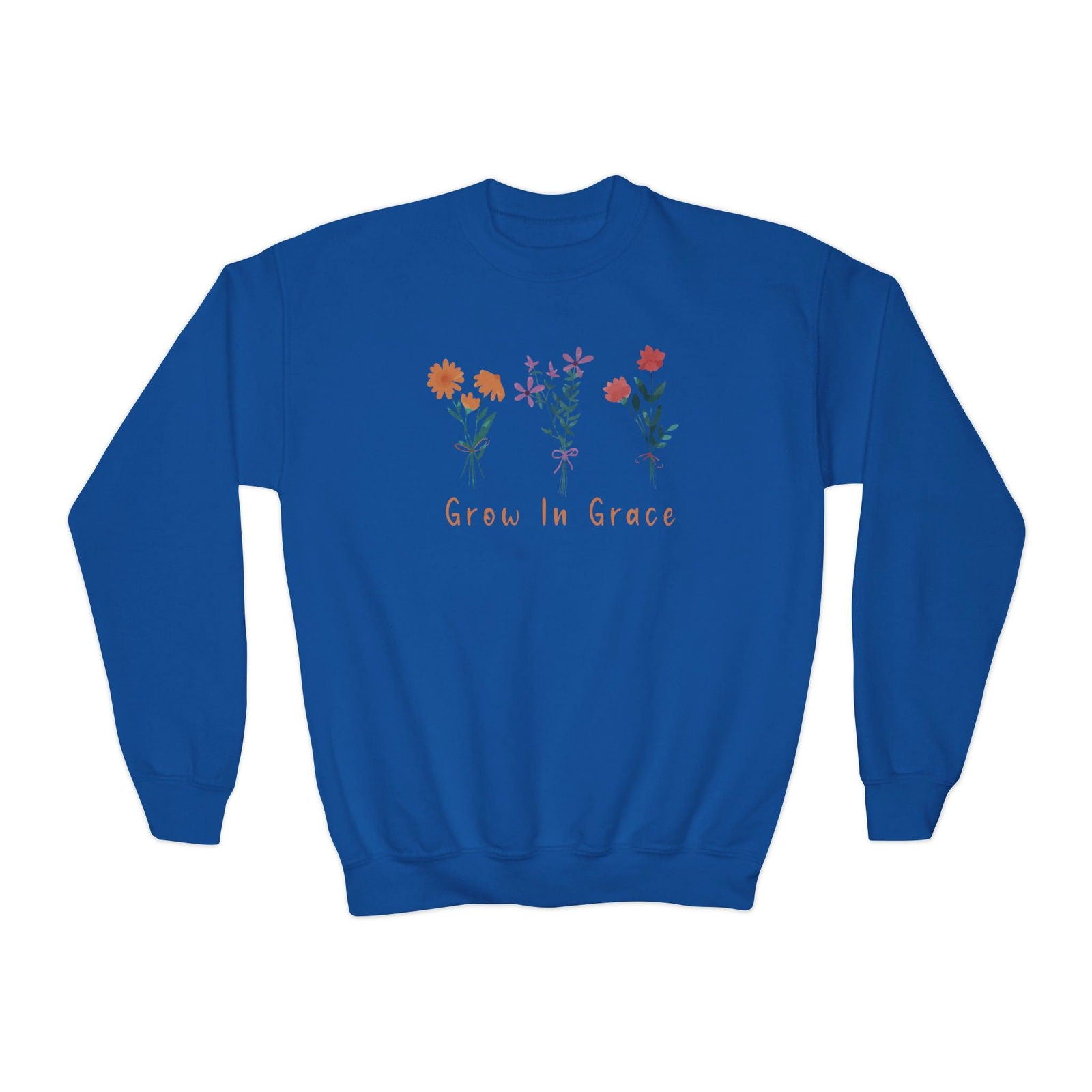 Grow in grace with flower design, Youth Crewneck Sweatshirt - Sukmit Creation - Grow in grace with flower design, Youth Crewneck Sweatshirt - #tag1#