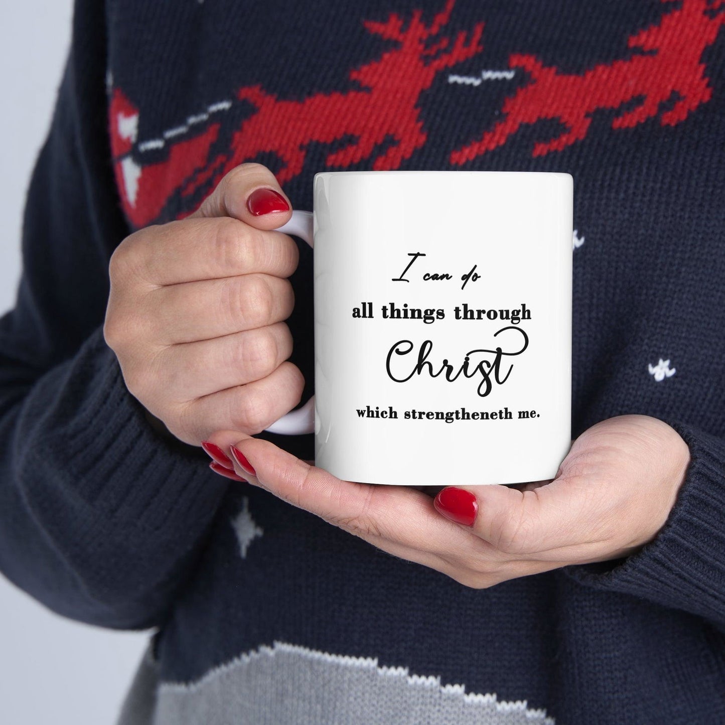 I can do all things  through Christ,  Floral, Spritual, Ceramic 11oz Mug, - Sukmit Creation - I can do all things  through Christ,  Floral, Spritual, Ceramic 11oz Mug, - #tag1#