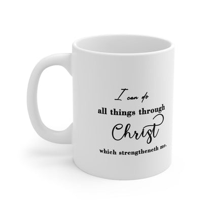I can do all things  through Christ,  Floral, Spritual, Ceramic 11oz Mug, - Sukmit Creation - I can do all things  through Christ,  Floral, Spritual, Ceramic 11oz Mug, - #tag1#
