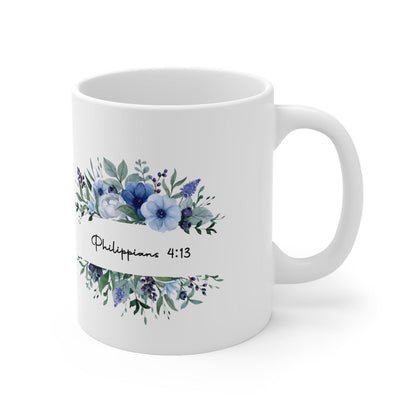 I can do all things  through Christ,  Floral, Spritual, Ceramic 11oz Mug, - Sukmit Creation - I can do all things  through Christ,  Floral, Spritual, Ceramic 11oz Mug, - #tag1#