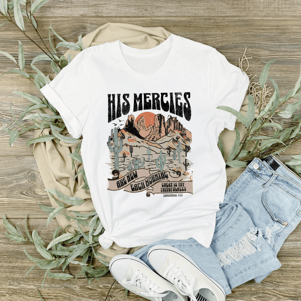 Inspirational Christian T-Shirt | 'His Mercies Are New Every Morning' High-Quality Tee - Sukmit Creation - Inspirational Christian T-Shirt | 'His Mercies Are New Every Morning' High-Quality Tee - #tag1#