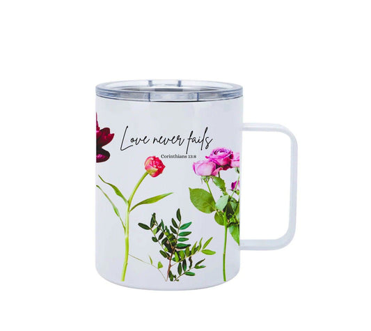 Love Never Fails 12oz stainless steel Mug - Sukmit Creation - Love Never Fails 12oz stainless steel Mug - #tag1#