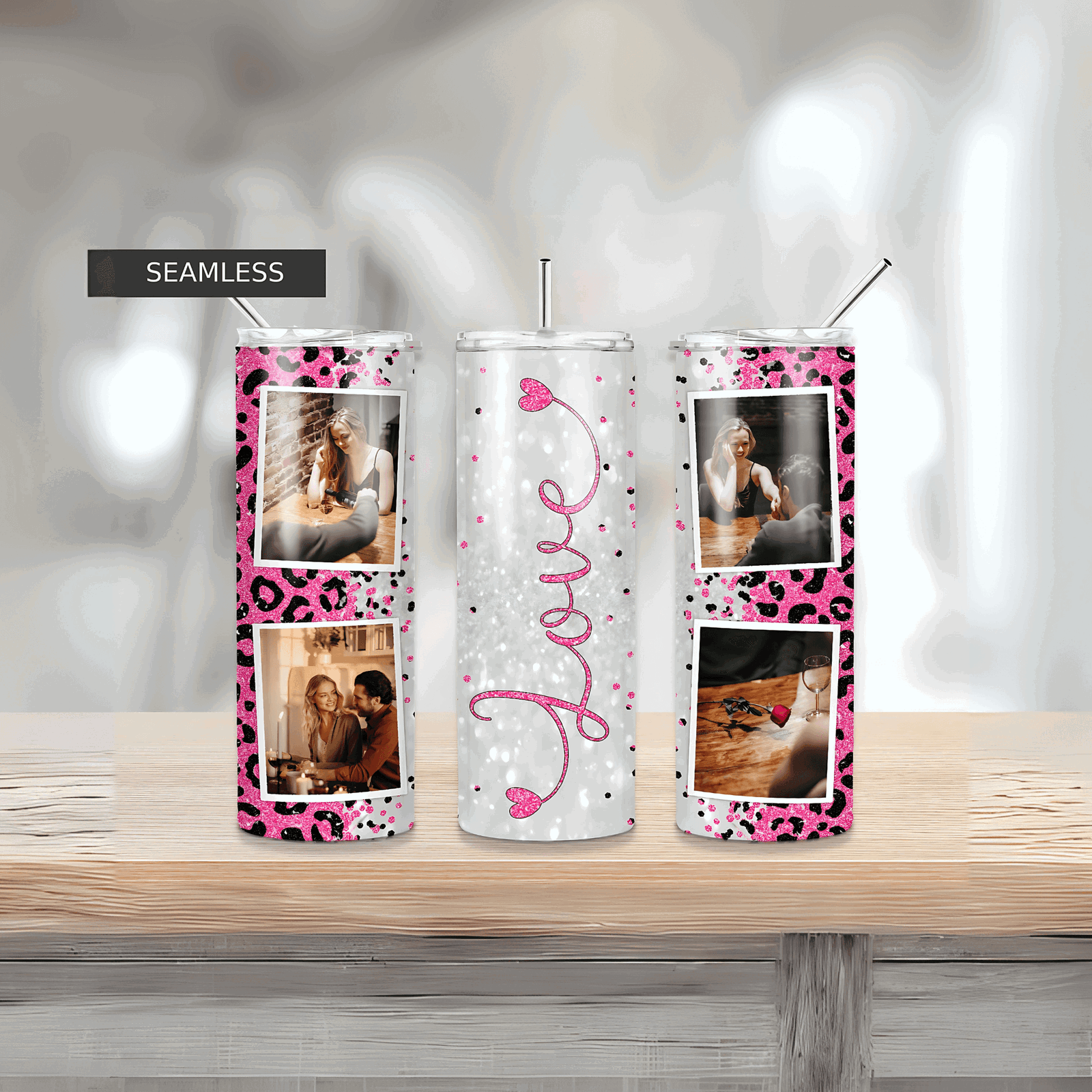 Love  Personalized 4-Photo Tumbler 20 oz straight Tumbler, Forever in Our Hearts - Sukmit Creation - Love  Personalized 4-Photo Tumbler 20 oz straight Tumbler, Forever in Our Hearts - #tag1#