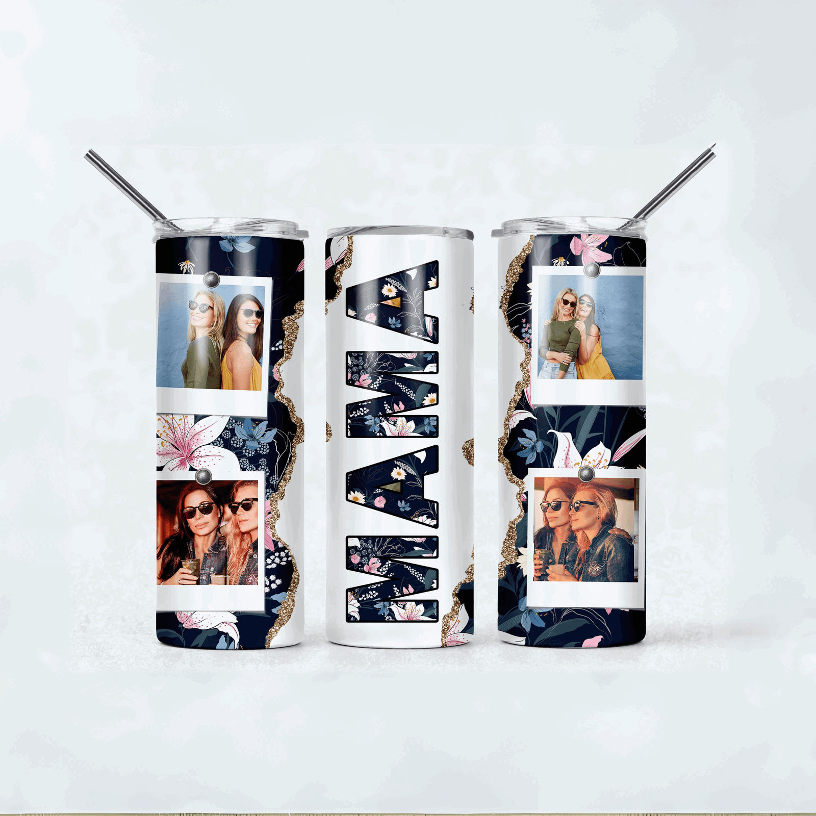 Personalized MAMA 20oz Skiny Tumbler - 4 Photo Customization | Unique Gift Idea - Sukmit Creation - Personalized MAMA 20oz Skiny Tumbler - 4 Photo Customization | Unique Gift Idea - #tag1#