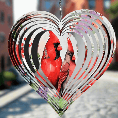 Red Cardinal Hummingbird Heart Wind Spinner - Sukmit Creation - Red Cardinal Hummingbird Heart Wind Spinner - #tag1#