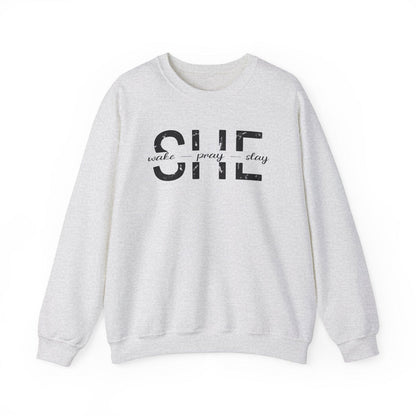She Wake, Pray, Stay, Unisex Heavy Blend™ Crewneck Sweatshirt - Sukmit Creation - She Wake, Pray, Stay, Unisex Heavy Blend™ Crewneck Sweatshirt - #tag1#