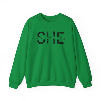 She Wake, Pray, Stay, Unisex Heavy Blend™ Crewneck Sweatshirt - Sukmit Creation - She Wake, Pray, Stay, Unisex Heavy Blend™ Crewneck Sweatshirt - #tag1#