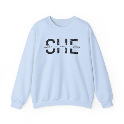 She Wake, Pray, Stay, Unisex Heavy Blend™ Crewneck Sweatshirt - Sukmit Creation - She Wake, Pray, Stay, Unisex Heavy Blend™ Crewneck Sweatshirt - #tag1#