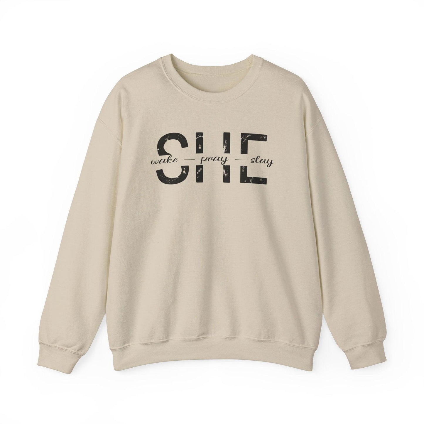 She Wake, Pray, Stay, Unisex Heavy Blend™ Crewneck Sweatshirt - Sukmit Creation - She Wake, Pray, Stay, Unisex Heavy Blend™ Crewneck Sweatshirt - #tag1#
