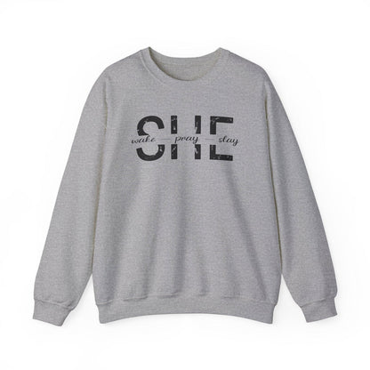 She Wake, Pray, Stay, Unisex Heavy Blend™ Crewneck Sweatshirt - Sukmit Creation - She Wake, Pray, Stay, Unisex Heavy Blend™ Crewneck Sweatshirt - #tag1#