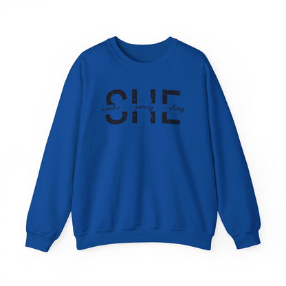 She Wake, Pray, Stay, Unisex Heavy Blend™ Crewneck Sweatshirt - Sukmit Creation - She Wake, Pray, Stay, Unisex Heavy Blend™ Crewneck Sweatshirt - #tag1#