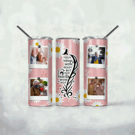 Wings of Remembrance: Personalized Memorial 20 oz Tumbler with 4 Photos - Sukmit Creation - Wings of Remembrance: Personalized Memorial 20 oz Tumbler with 4 Photos - #tag1#