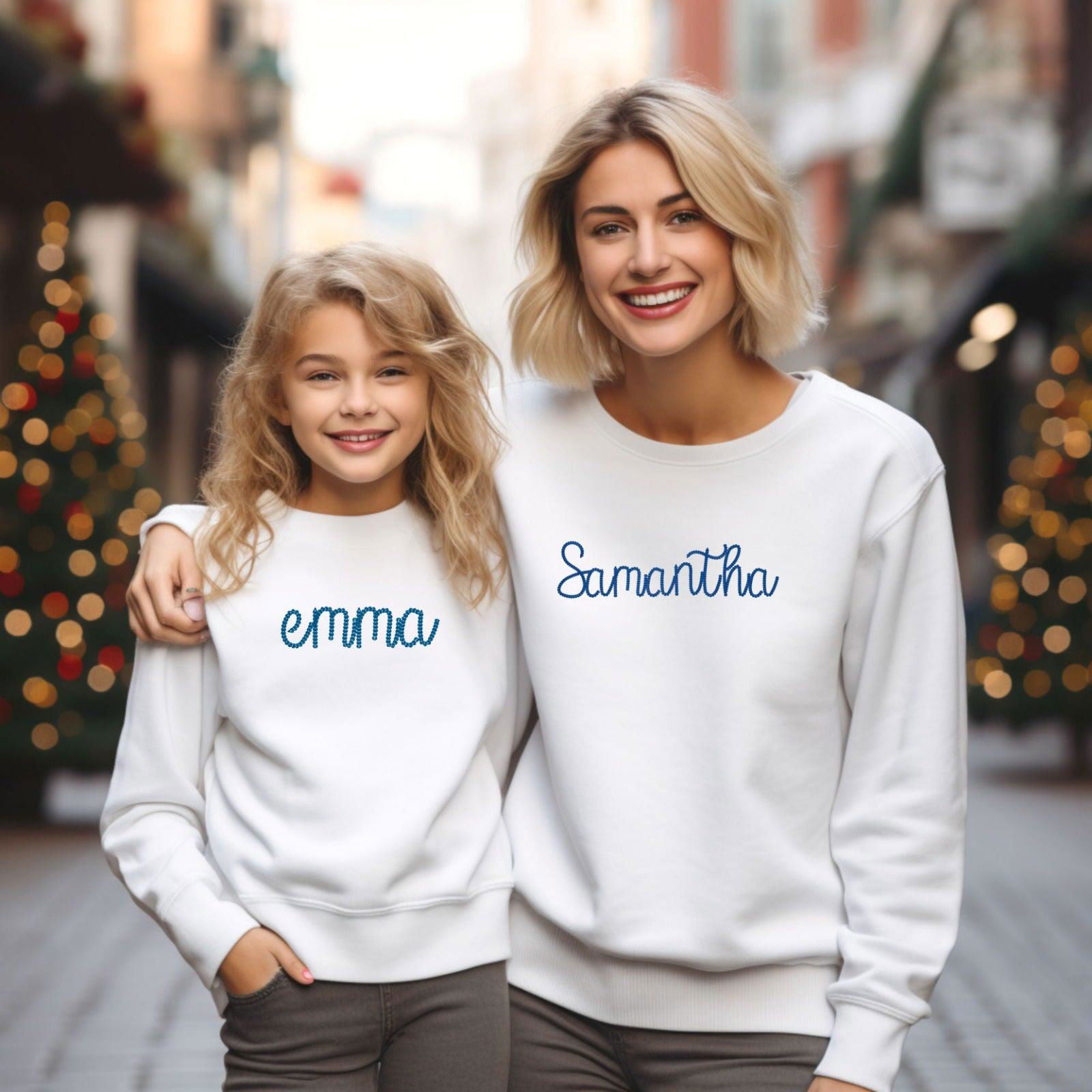 Embroidered Personalized Name Sweatshirt – Braided Font – Custom Gift for Christmas and All Occasions – Sukmit Creation