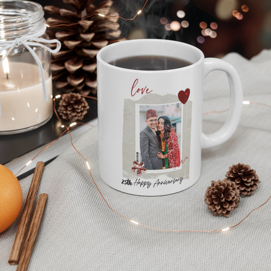 Custom Anniversary Photo Mug – 11 oz Personalized Gift