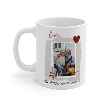 Custom Anniversary Photo Mug – 11 oz Personalized Gift