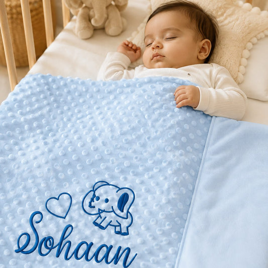 Personalized Baby Blanket with Custom Name Embroidery | Soft Baby Shower Gift - Sukmit Creation
