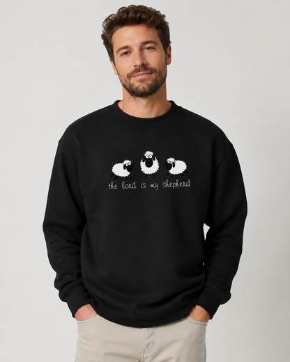 The Lord Is My Shepherd Christian Embroidered Sweatshirt – Sheep Design - Sukmit Creation