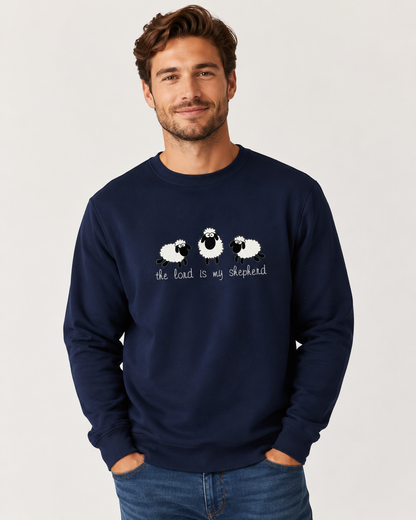 The Lord Is My Shepherd Christian Embroidered Sweatshirt – Sheep Design - Sukmit Creation