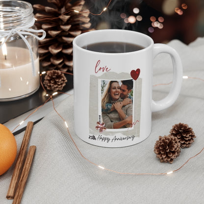 Custom Anniversary Photo Mug – 11 oz Personalized Gift